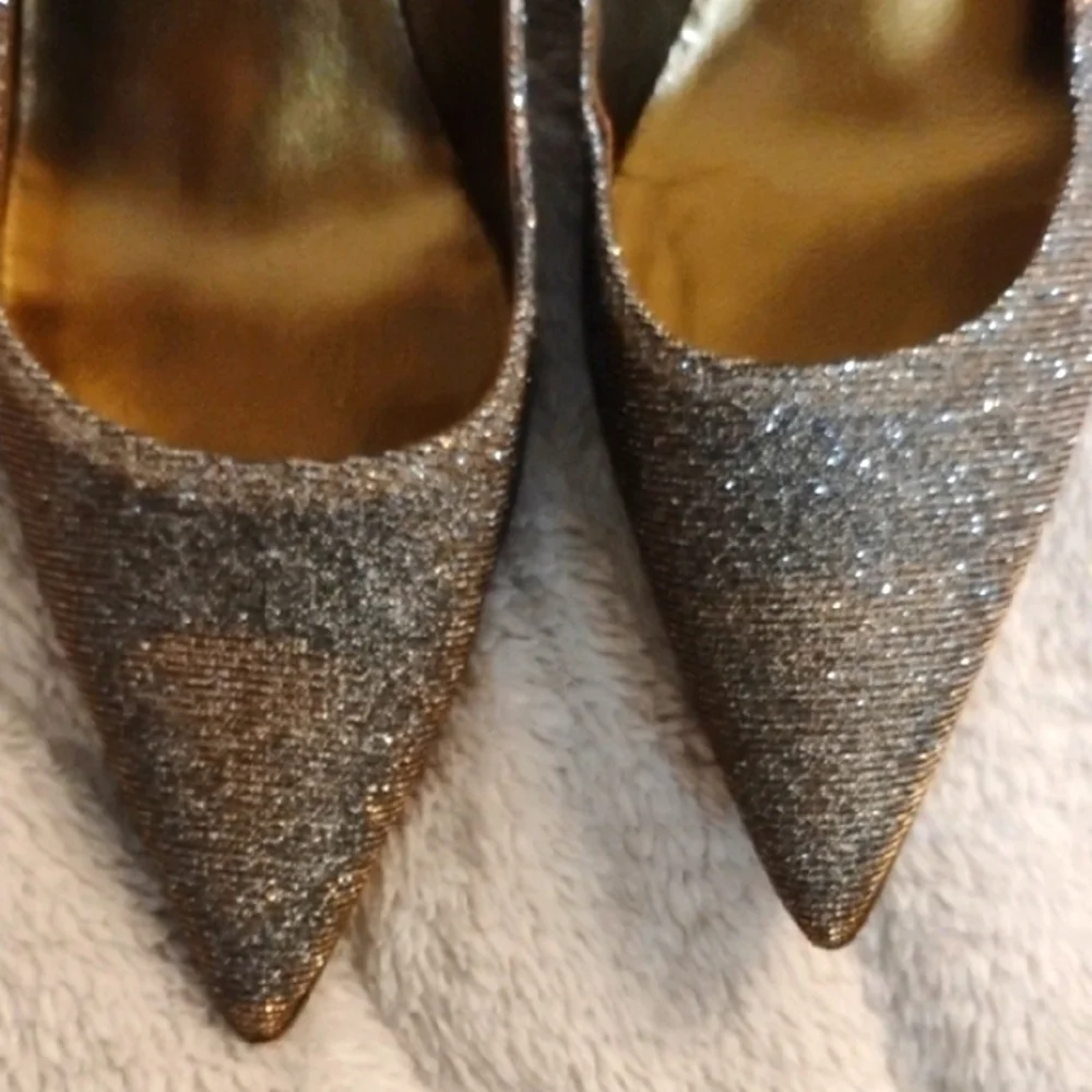Manolo Blahnik Silver And Gold Sparkle Heels
